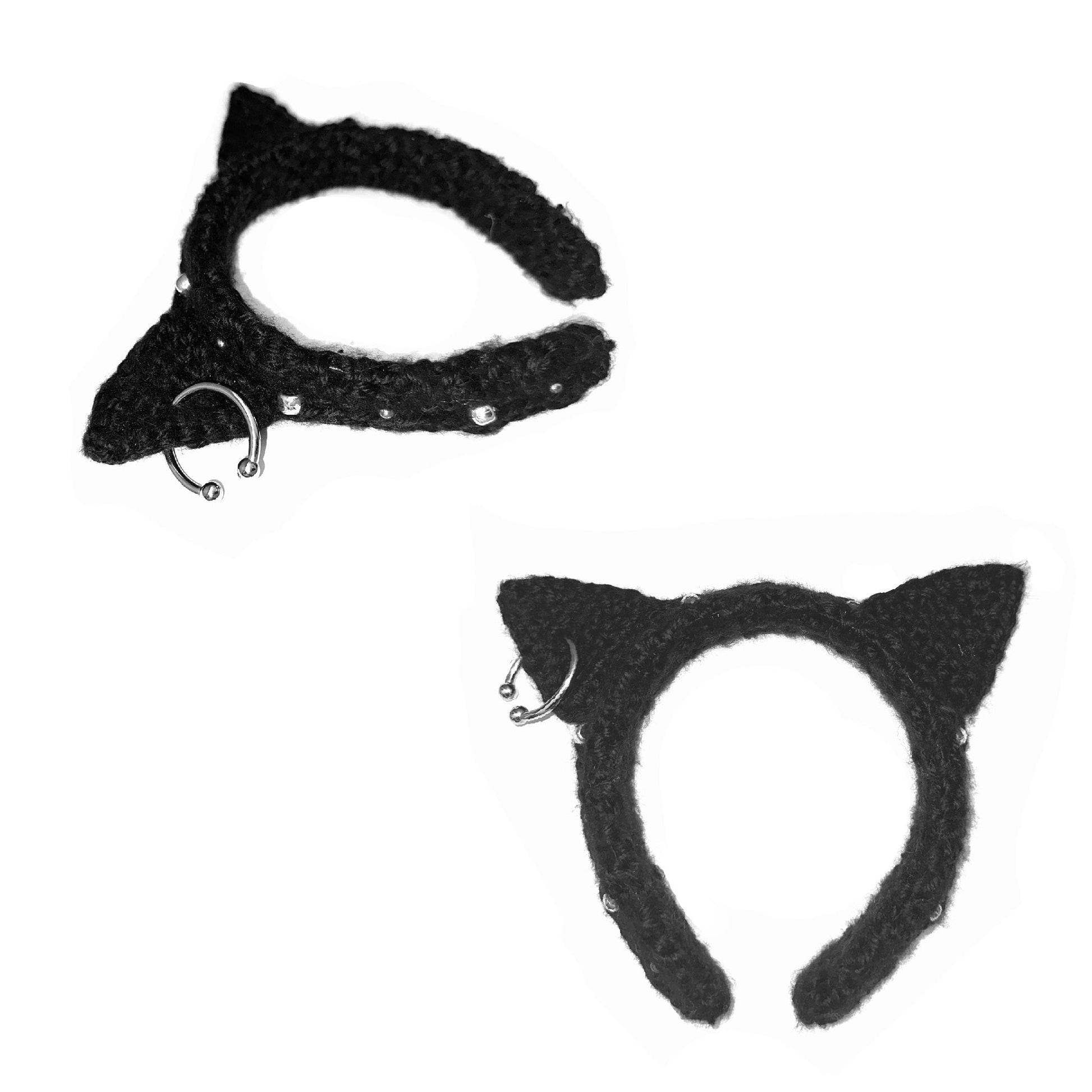 Fuzzy piercing animal ears headband