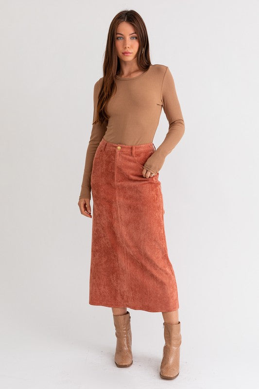 corduroy maxi skirt by Le Lis at Holocene