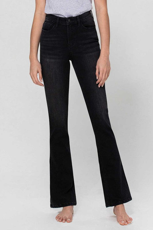 dark wash high-rise bootcut jeans for women at Holocene