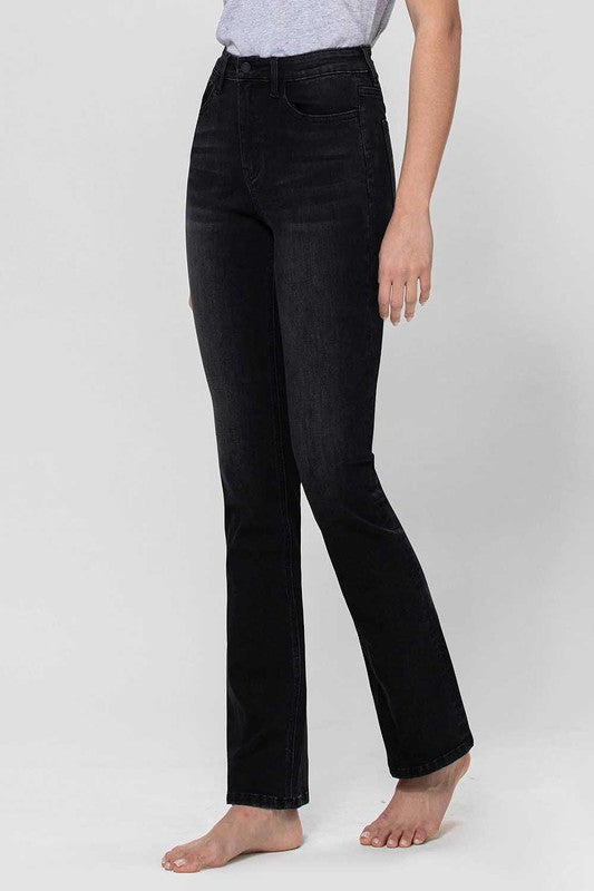dark wash high-rise bootcut jeans for women at Holocene