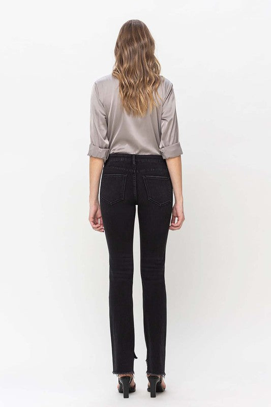 Mid rise straight jeans with slit for women at Holocene