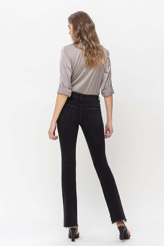 Mid rise straight jeans with slit for women at Holocene