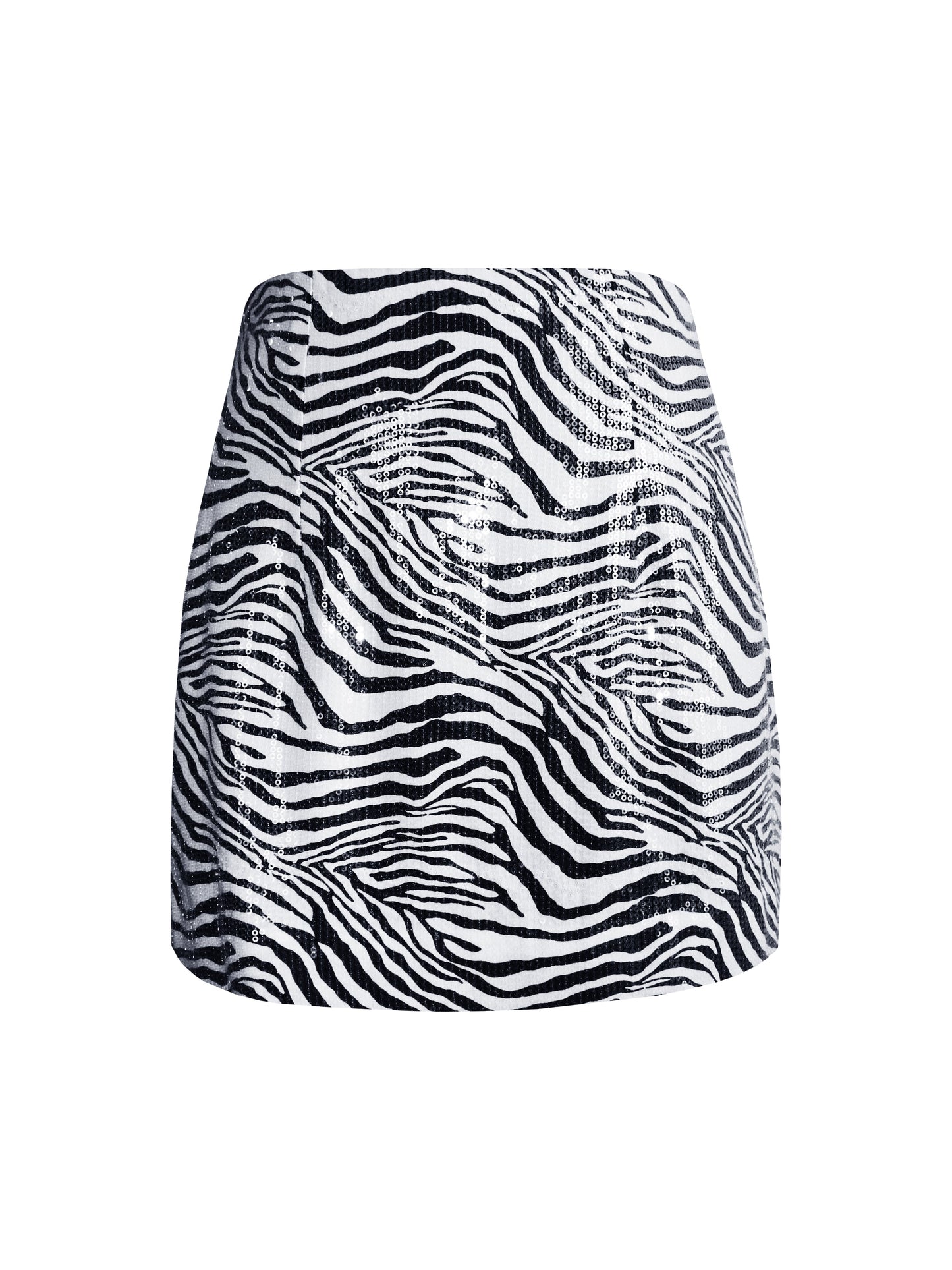 Sequined Zebra Print Mini Skirt