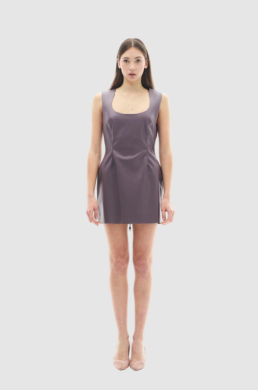 purple eco leather mini dress for Holocene