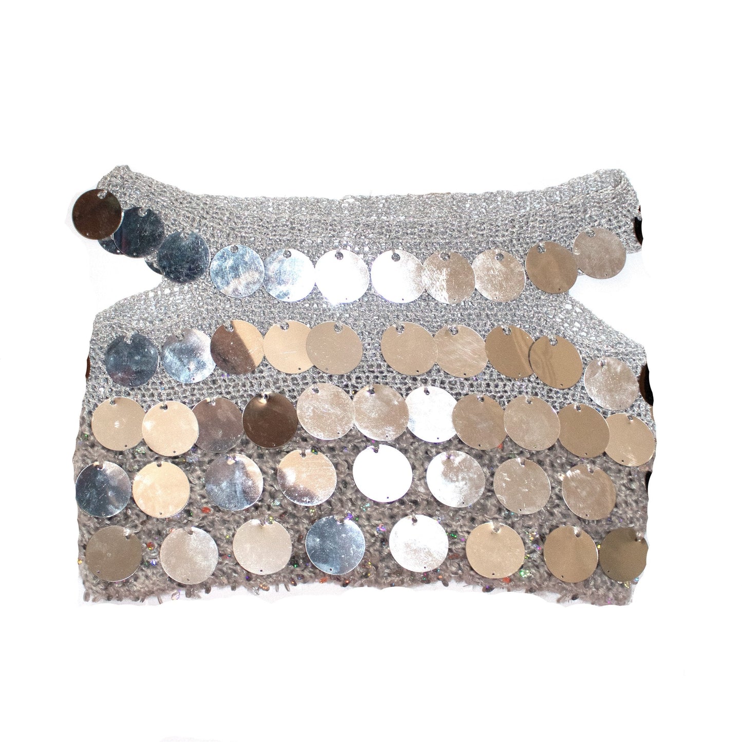 Silver sequin skirt with cut outs for women