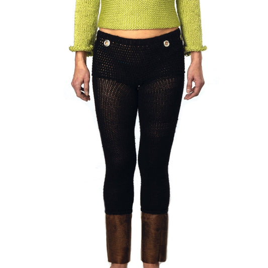 knit crochet eyelet pants for women