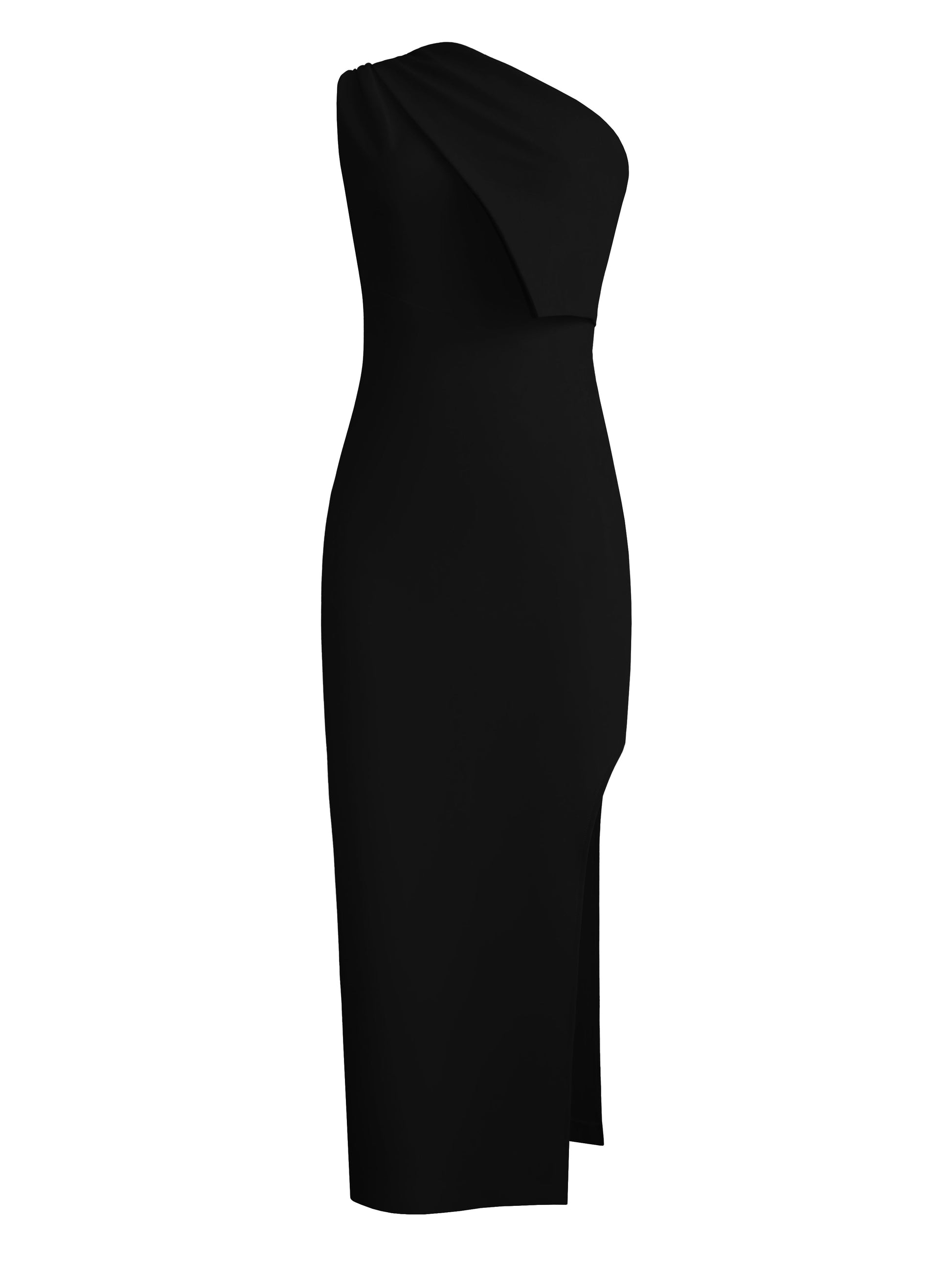 One shoulder gown with leg slit