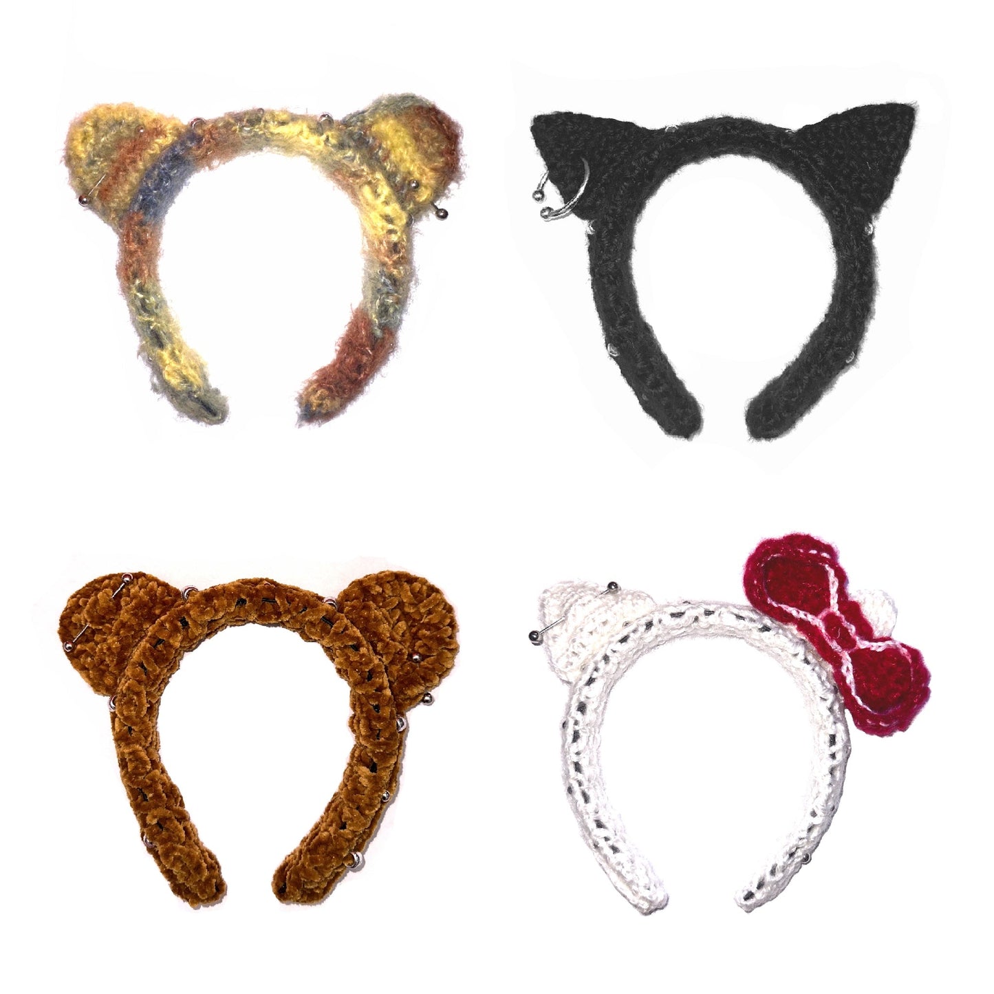 Fuzzy piercing animal ears headband