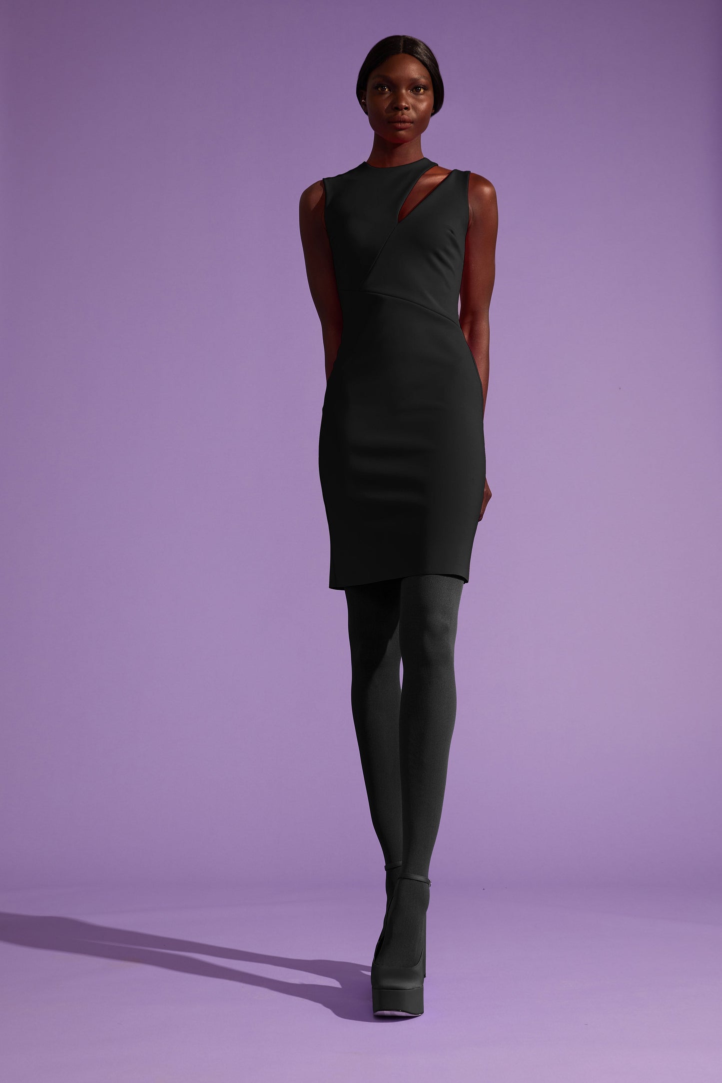 round neck bodycon dress with cut-out accent by L'momo