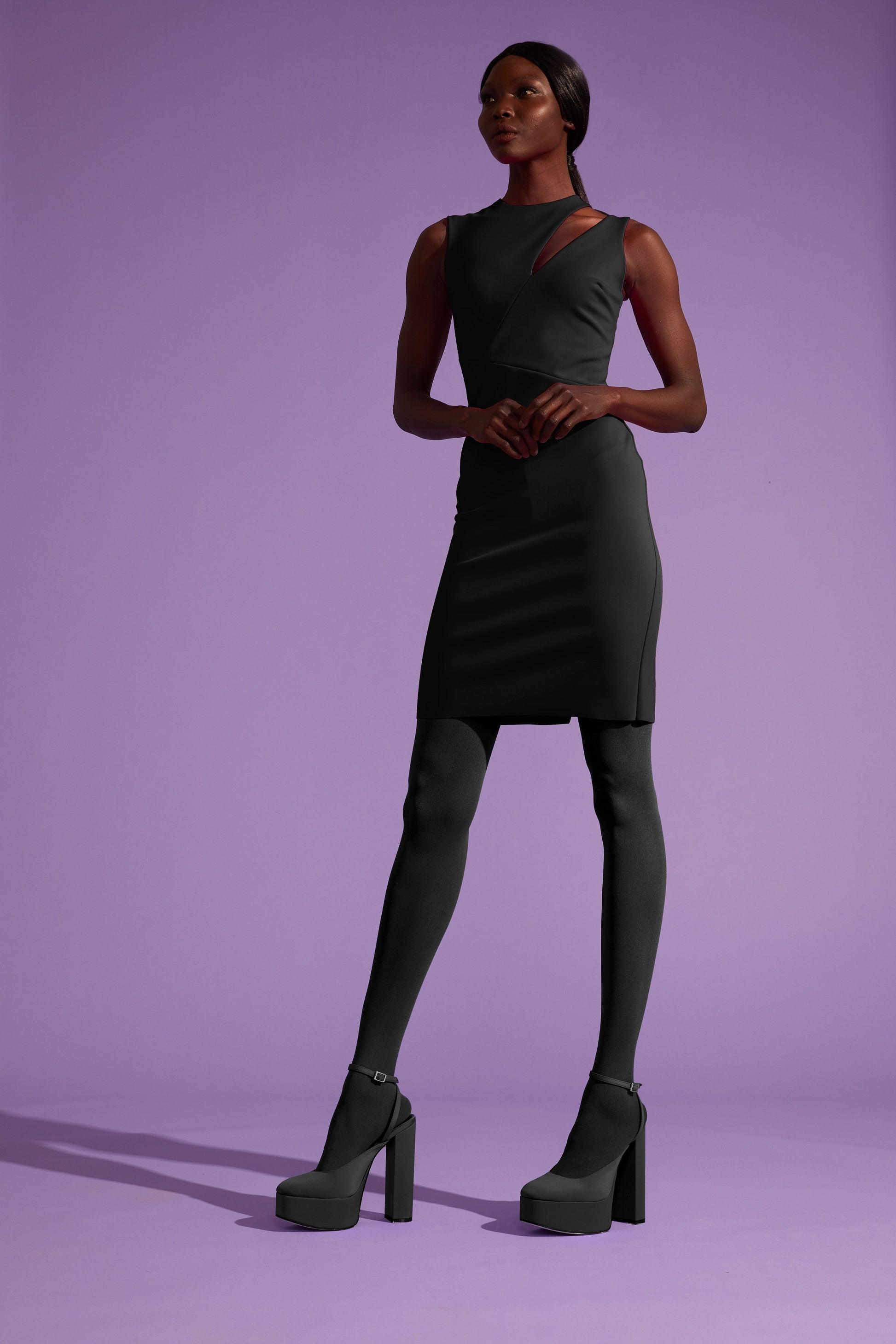 round neck bodycon dress with cut-out accent by L'momo