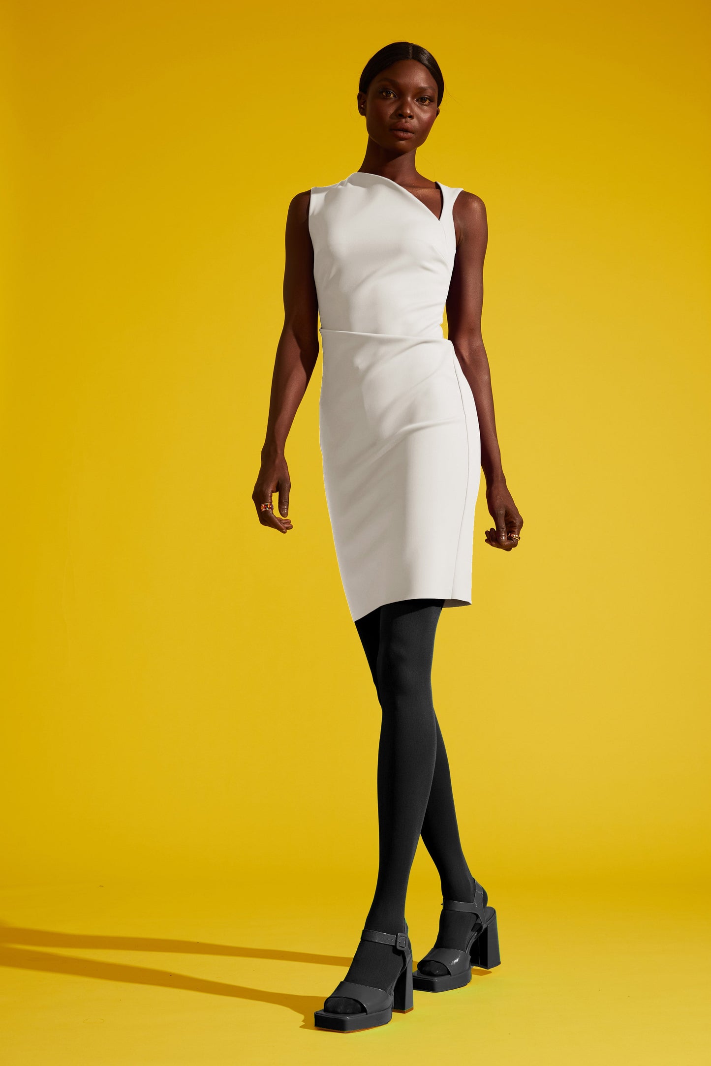 Sheath Dress with Asymmetrical Neckline