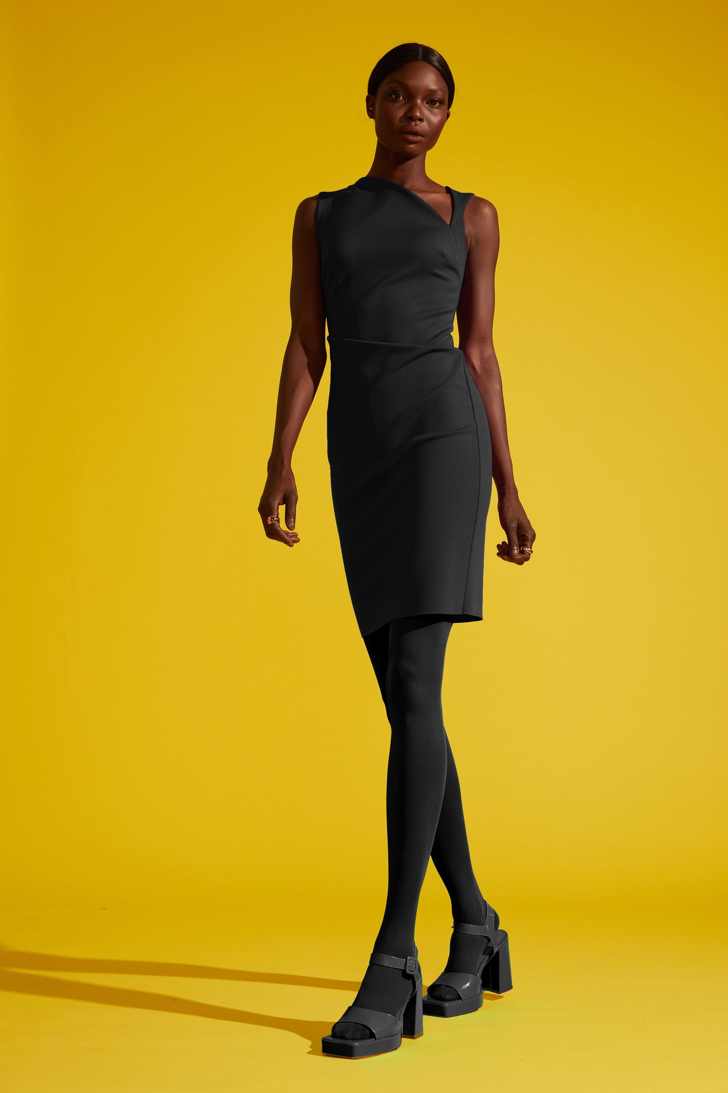 Sheath Dress with Asymmetrical Neckline