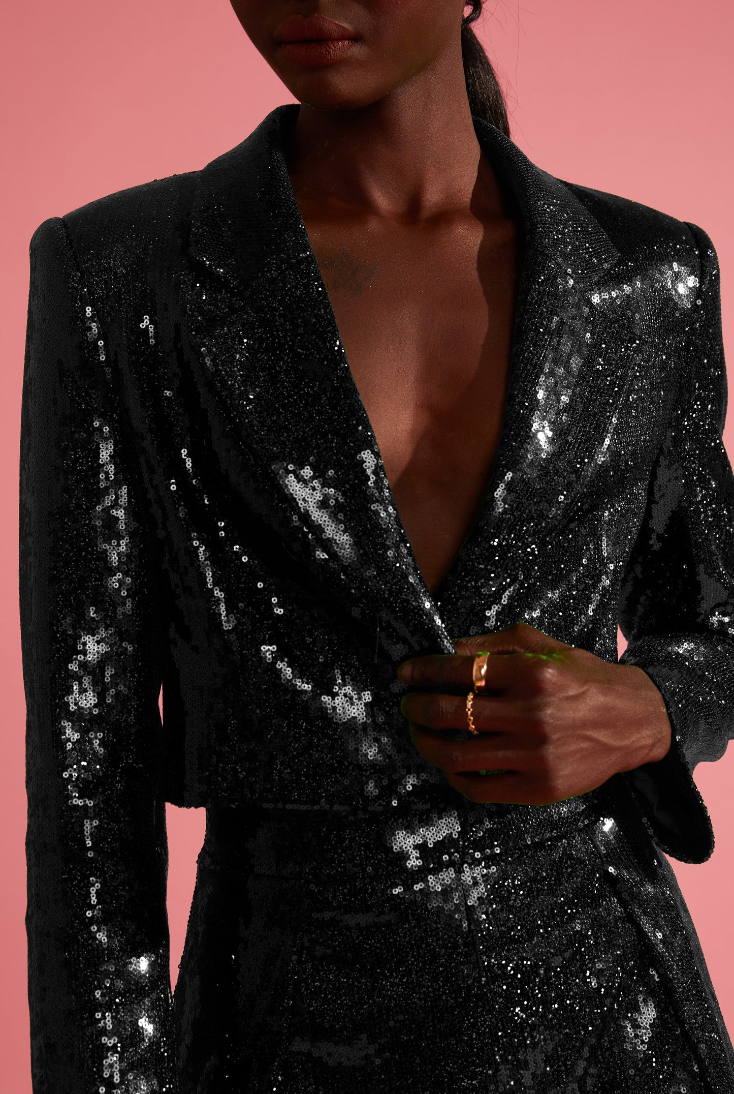 Sequined Cropped Blazer