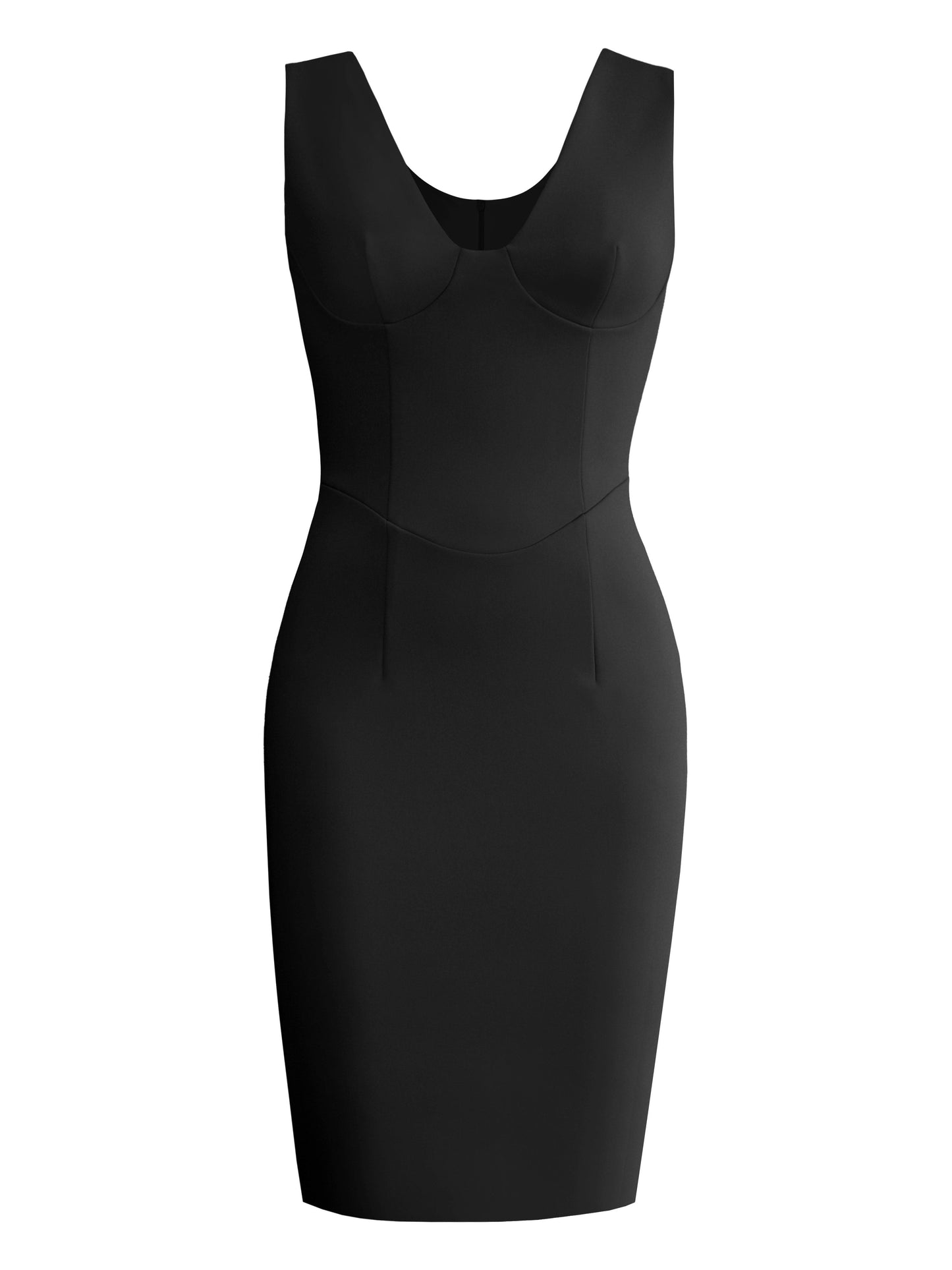 Bodycon pencil dress with v-neckline and a bustier accent