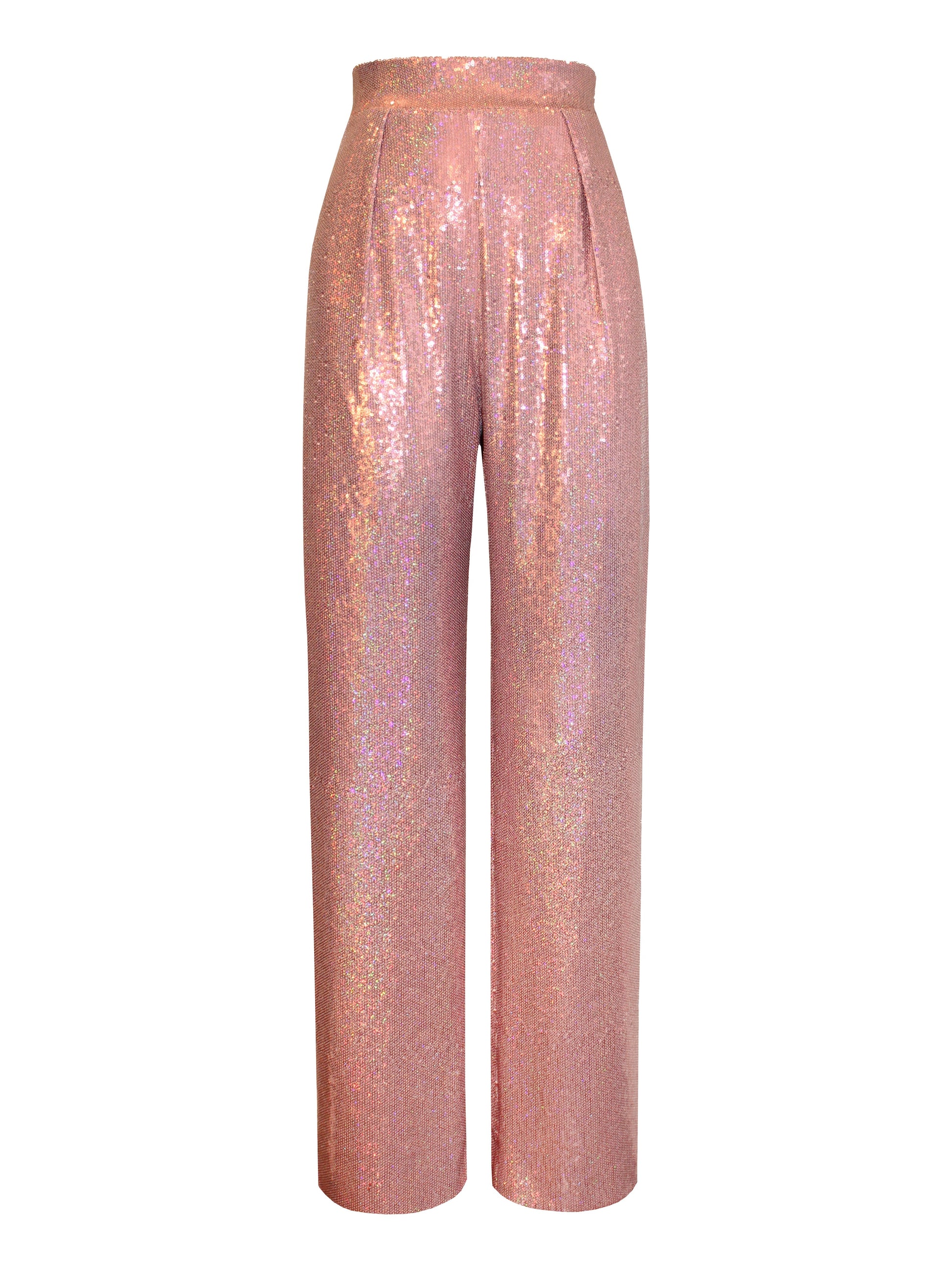 champagne sequin wide leg pants. Glamour fashion