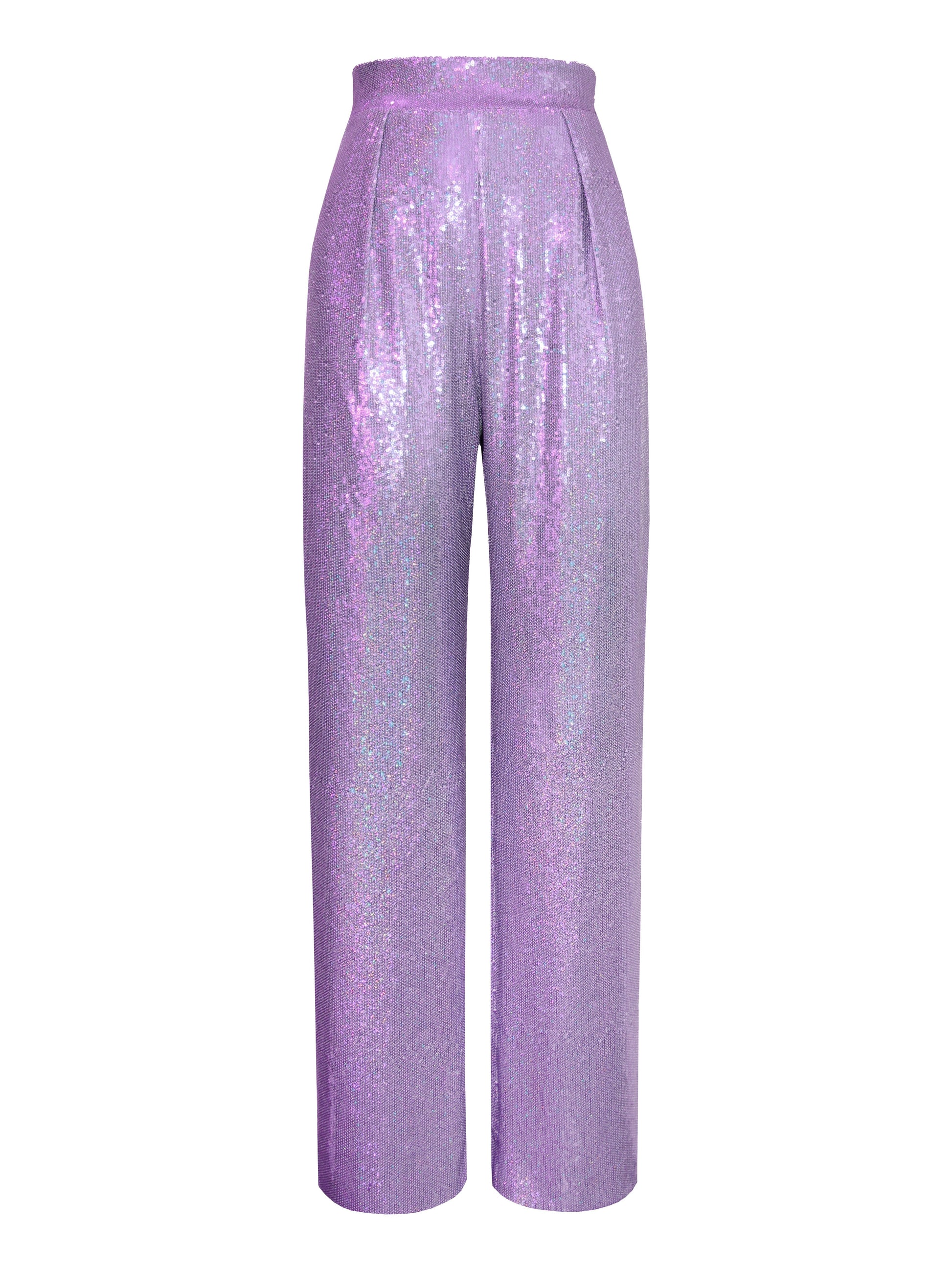 lavender sequin wide leg pants. Glamour fashion