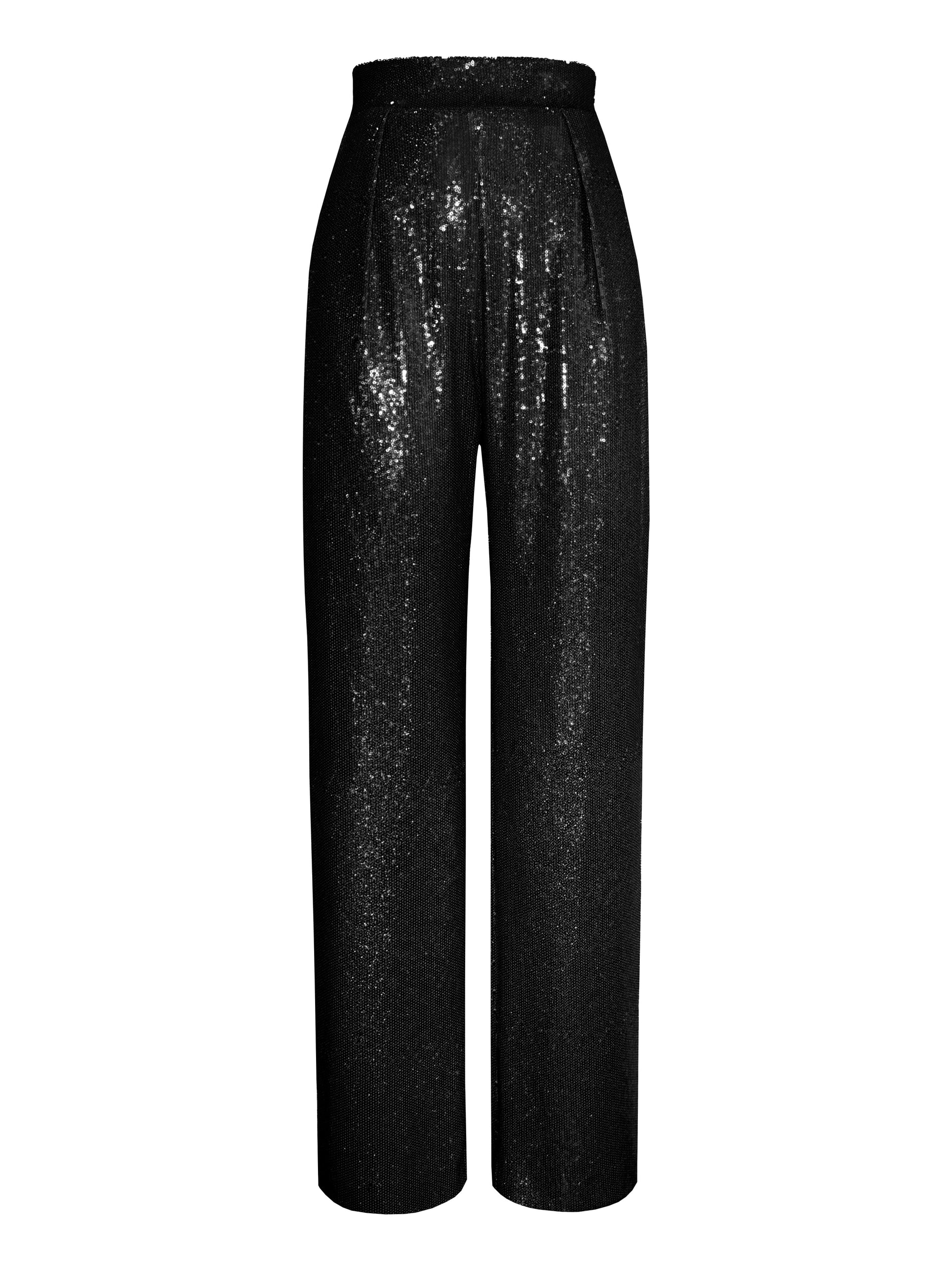 black sequin wide leg pants. Glamour fashion