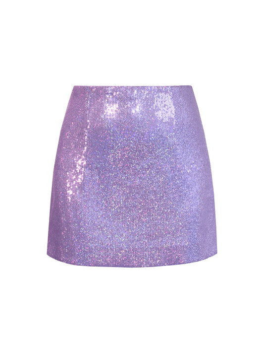 sequined mini skirt with A-line cut by L'MOMO