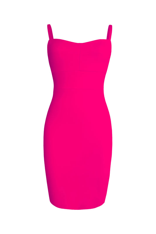Hot pink, body-con, midi dress for women