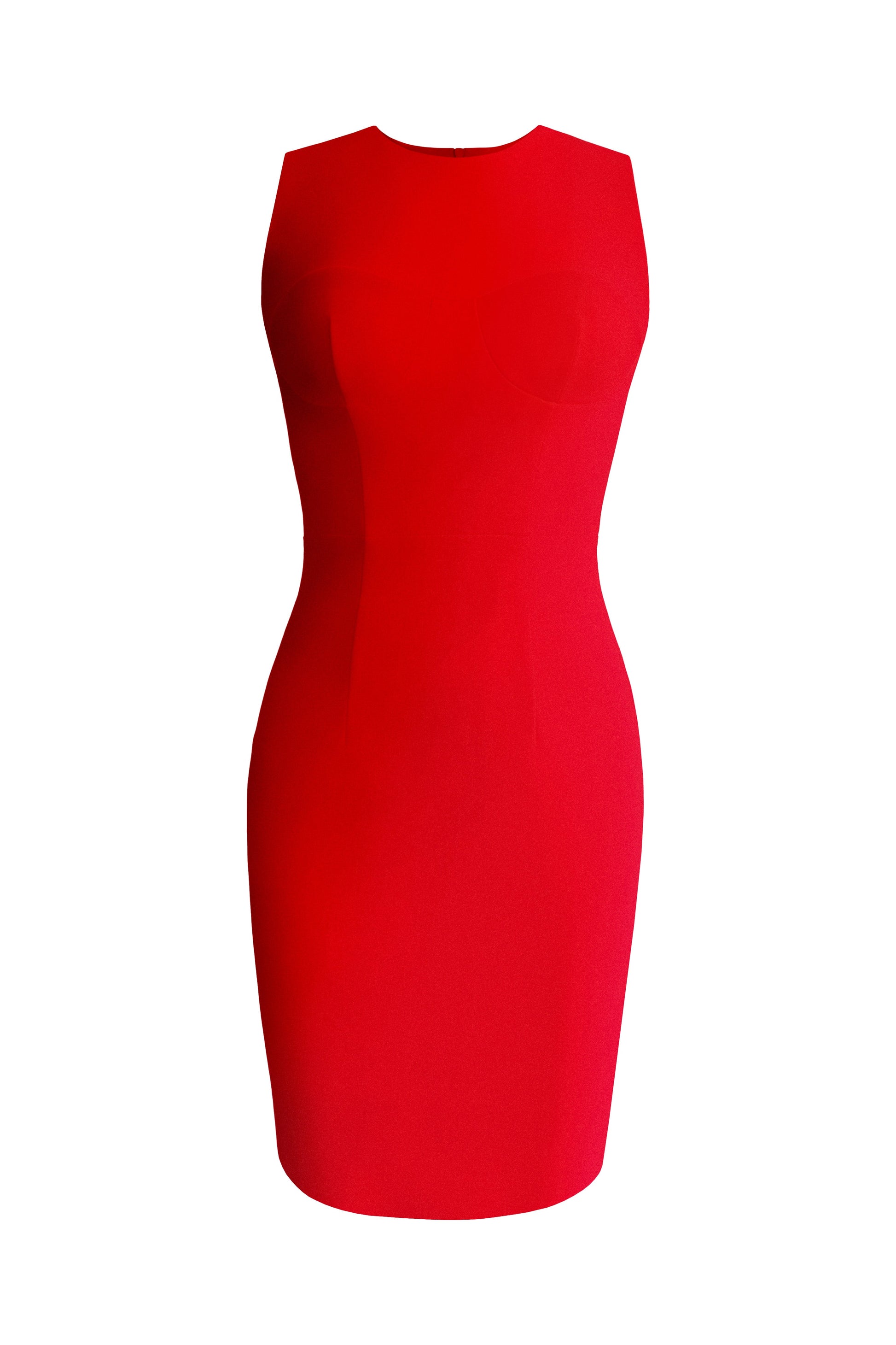 Red sleeveless bodycon midi dress for women