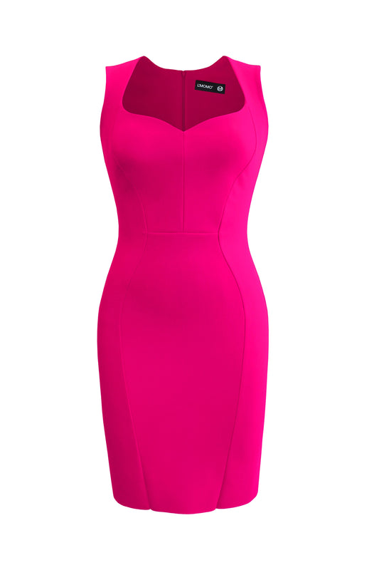 Pink sleeveless midi dress with sweetheart neckline for women